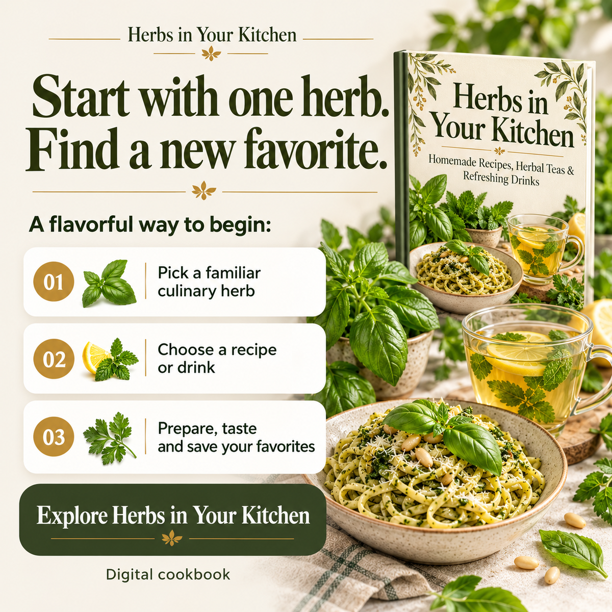 Herbs in Your Kitchen: pick a culinary herb, choose a recipe or drink, and prepare your favorites.